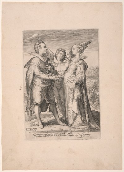 Huwelijk voor wereldse liefde, uit Drie soorten huwelijken door Jan Saenredam