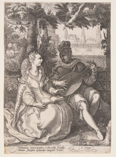 Lente (Music-Making Couple), uit De vier seizoenen door Jan Saenredam