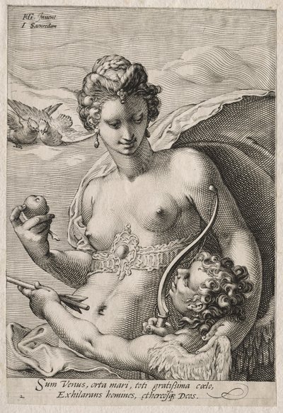 Venus en Cupido, c. 1595 door Jan Saenredam