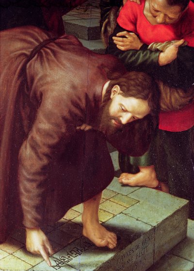 Christus en de overspelige vrouw (detail) door Jan Sanders van Hemessen
