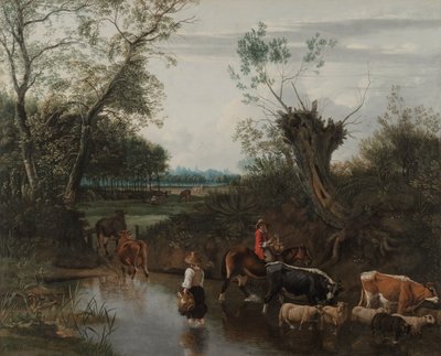 Boeren steken een stroom over, c.1670 door Jan Siberechts