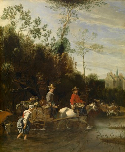 Ondiep Water bij een Kasteel door Jan Siberechts