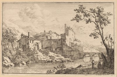 Huizen aan de Kant van een Rivier door Jan Smees