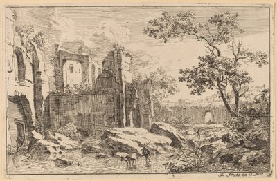 Man en Os in een Rivier door Jan Smees