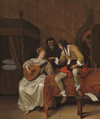 Ascagnes en Lucelle De Muziekles door Jan Steen