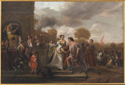 David keert terug als overwinnaar na het verslaan van Goliath en de Filistijnen door Jan Steen