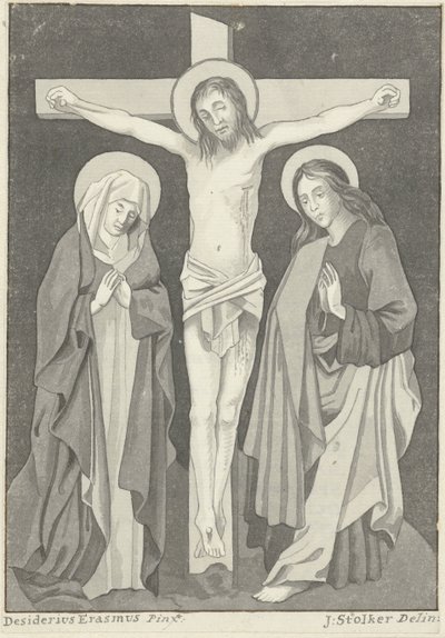 Christus aan het kruis met Maria en Johannes door Jan Stolker (signed by artist)