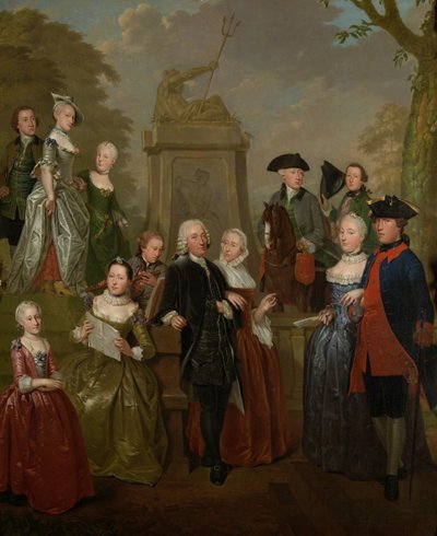 Portret van Theodorus Bisdom van Vliet en zijn gezin door Jan Stolker