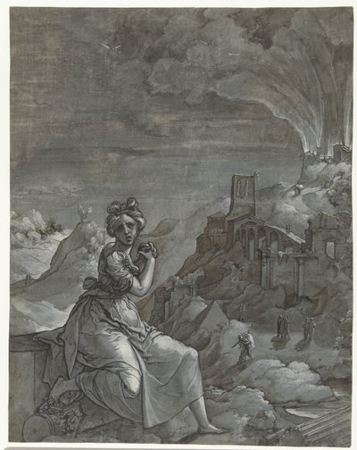 Cassandra rouwt om de vernietiging van Troje, 1550-55 door Jan Swart Van Groningen