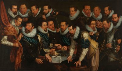 Officieren en andere schutters van het XIe district van Amsterdam, onder bevel van kapitein Geurt Dircksz van Beuningen en luitenant Pieter Martensz Hoeffijser door Jan Tengnagel