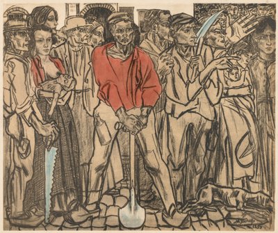 Een groep arbeiders door Jan Theodore Toorop