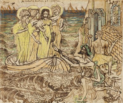 De aankomst van de muzen van kunst bij architectuur, 1890 door Jan Toorop