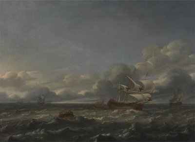 Oorlogsschepen in een Strakke Bries door Jan Theunisz Blankerhoff