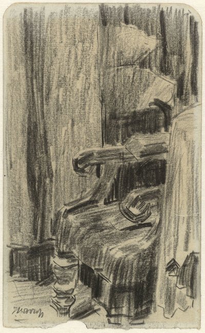 Gedeeltelijk door gordijn bedekte leunstoel door Jan Toorop