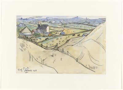 Gezicht uit de duinen op Koog te Texel door Jan Toorop
