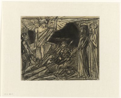 Maria bij het graf door een engel toegesproken door Jan Toorop