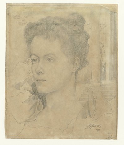 Portret van Jan Toorops echtgenote Annie Hall of haar zus Janet Hall door Jan Toorop