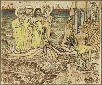 De komst van de muzen van de kunst naar de architectuur door Jan Toorop
