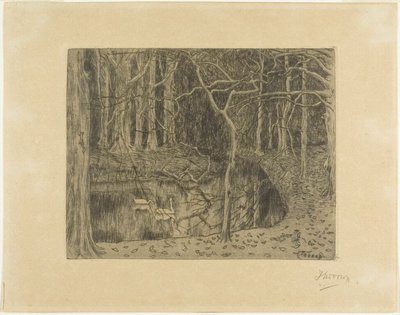 Bos met vijver en zwanen door Jan Toorop