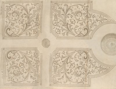 Ontwerp voor een fontein en vier vierkante perken voor een lusttuin, 1651 door Jan Van de Velde