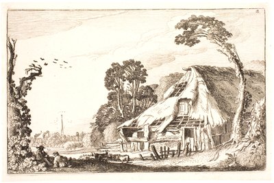Landschap met een vervallen schuur door Jan Van de Velde