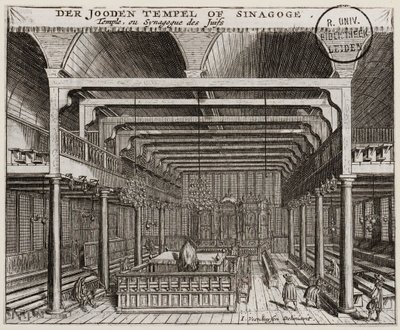 Interieur van de Portugese Synagoge in Amsterdam door Jan Veenhuysen