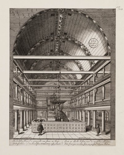 Interieur van de Portugese Synagoge in Amsterdam door Jan Veenhuysen