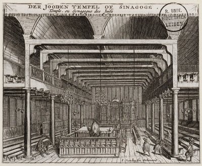 Interieur van de Portugese synagoge in Amsterdam door Jan Veenhuysen