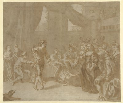 Dansend paar op een feest door Jan Verkolje (I)
