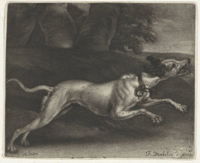 Rennende hond door Jan Verkolje (I)
