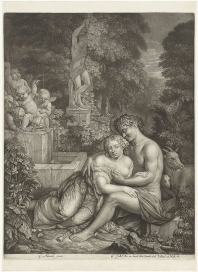 Vertumnus en Pomona door Jan Verkolje (I)