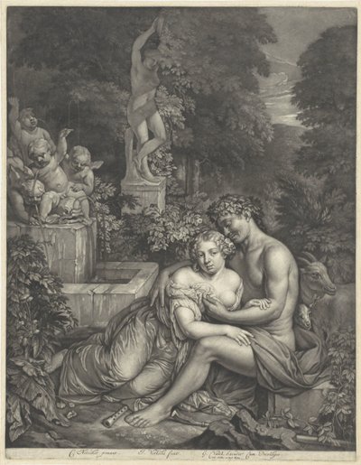 Vertumnus en Pomona door Jan Verkolje (I)