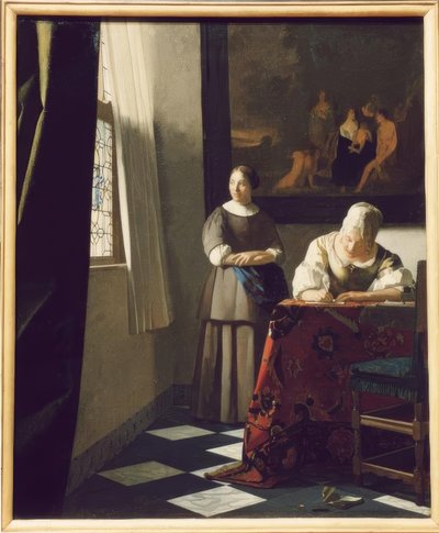 Briefschrijfster en dienstmeid door Jan Vermeer van Delft
