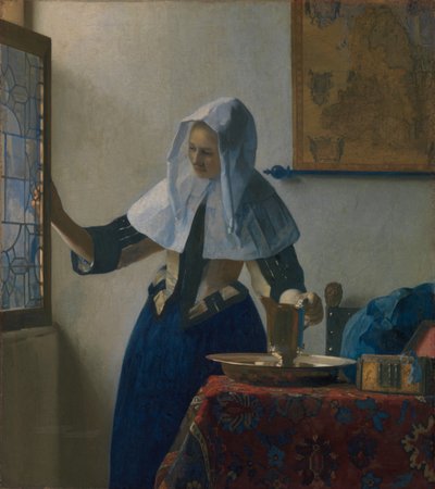 Jonge vrouw met een waterkan door Jan Vermeer van Delft