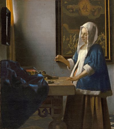 Vrouw met een weegschaal door Jan Vermeer van Delft