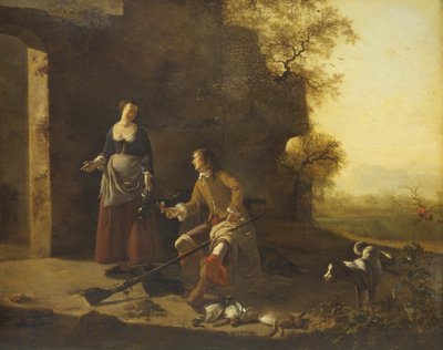 Rustende Jagers door Jan Vermeer van Haarlem