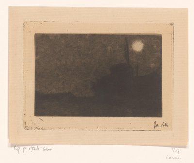 Molen te Laren in de maneschijn door Jan Veth (signed by artist)