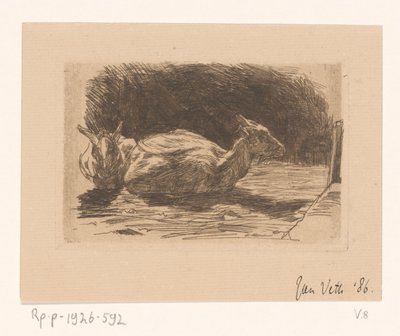 Twee geiten door Jan Veth (signed by artist)