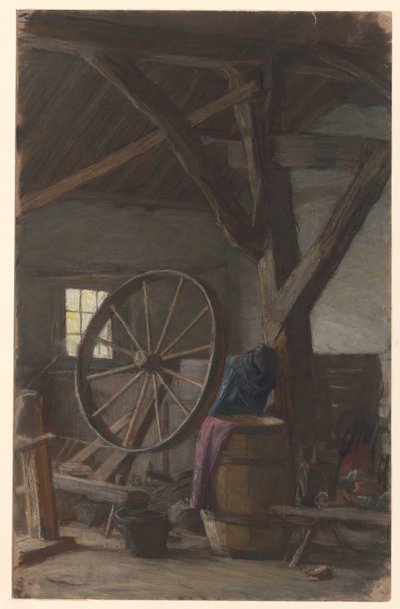 Interieur van boerenschuur door Jan Veth
