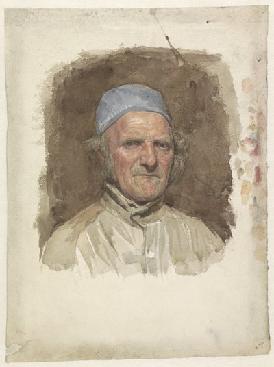 Mansportret, met blauwe muts door Jan Veth