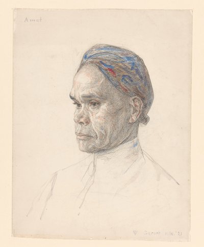 Portret van een Javaan: Amat door Jan Veth