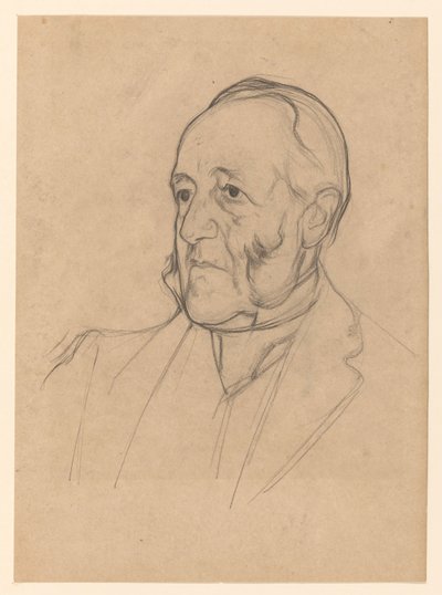 Portret van een heer met bakkebaarden, naar links door Jan Veth