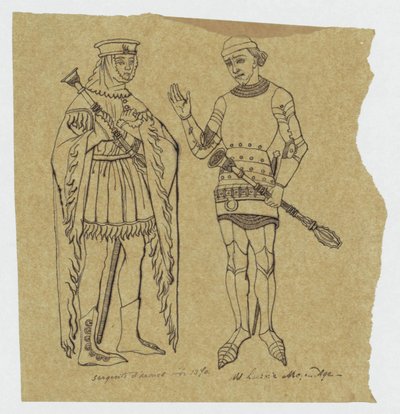 Zwei mittelalterliche Soldaten vor 1370 door Jan Veth