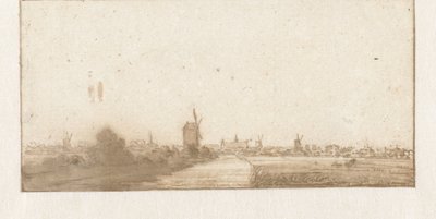 Gezicht op een stad (Leiden?) door Jan Vincentsz. van der Vinne (possibly)