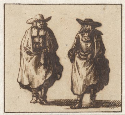 Twee staande heren in zware mantels door Jan Vincentsz. van der Vinne (possibly)