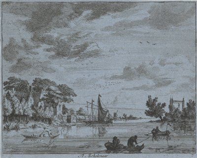 Bedrijvigheid op een rivier door Jan Vincentsz. van der Vinne