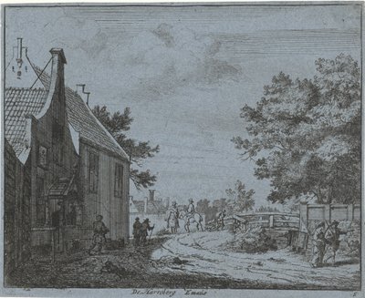 Gezicht op de herberg Emaus door Jan Vincentsz. van der Vinne