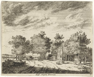 Landschap halverwege Overveen door Jan Vincentsz. van der Vinne