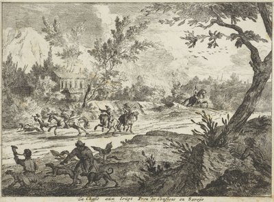 Wolvenjacht bij Conflans, Savoie door Jan Vincentsz. van der Vinne