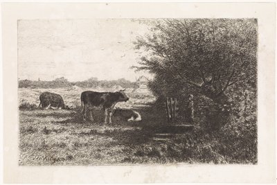Koeien in weiland door Johannes Martinus Vrolijk